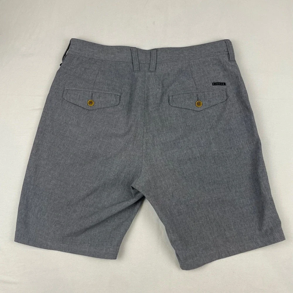 Vissla Mens Gray Upcycled Poly Cotton Stretch Hybrid Walk Shorts Size 30